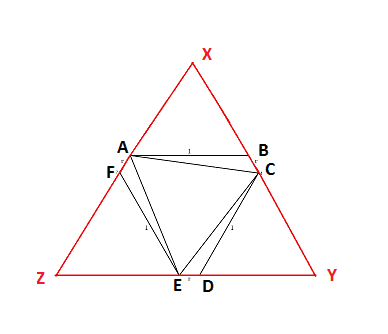 Hexagon in a triangle